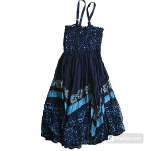 Y2K Kirat Flowy Dress Midi Multi Fabrics Hankerchief bottom Stretchy top Boho M